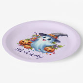 不気味なドリンクと可愛い幽霊、ハロウィーン ペーパープレート (アングル)