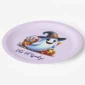 不気味なドリンクと可愛い幽霊、ハロウィーン ペーパープレート (アングル)