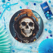 不気味なニヤニヤのスケルトンのハロウィーン ペーパープレート (パーティー)