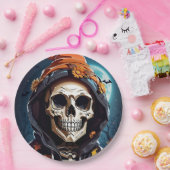 不気味なニヤニヤのスケルトンのハロウィーン ペーパープレート (パーティー)