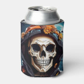 不気味なニヤニヤのスケルトンのハロウィーン 缶クーラー (缶正面)
