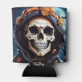 不気味なニヤニヤのスケルトンのハロウィーン 缶クーラー (裏面)