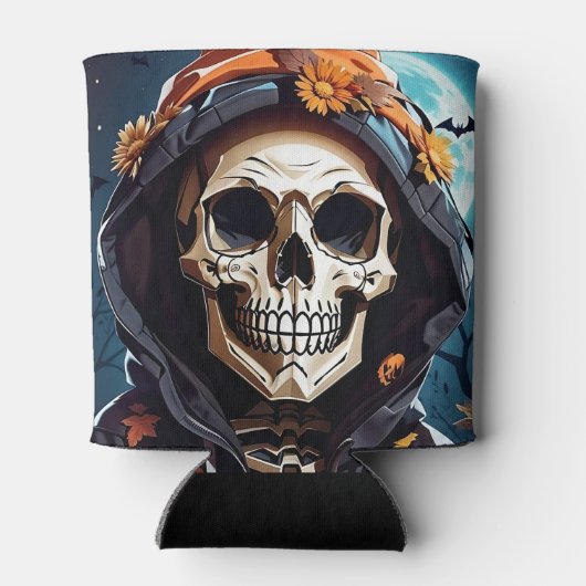 不気味なニヤニヤのスケルトンのハロウィーン 缶クーラー (裏面)