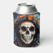 不気味なニヤニヤのスケルトンのハロウィーン 缶クーラー (缶裏面)