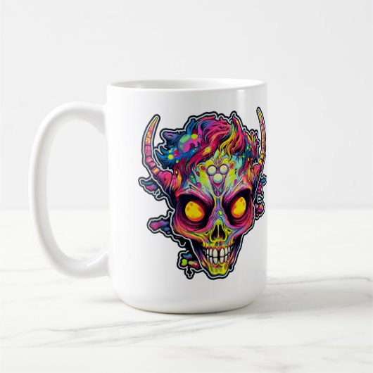 不気味なネオンスカル悪魔 コーヒーマグカップ (左)