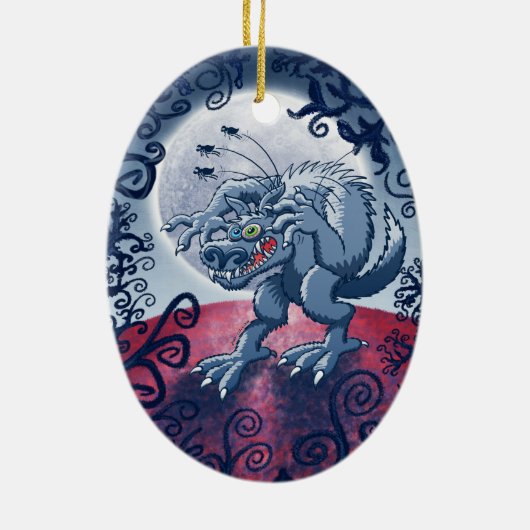 不気味なノミを傷付けている狼人間 セラミックオーナメント (裏面)