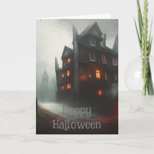 不気味なハウスハロウィンカード サンキューカード (正面)