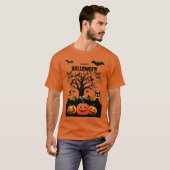 不気味なハッピーハローウィンフォント Tシャツ (正面フル)
