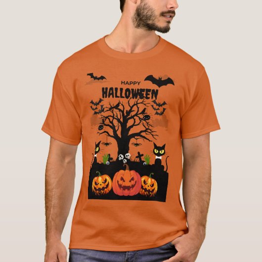 不気味なハッピーハローウィンフォント Tシャツ (正面)