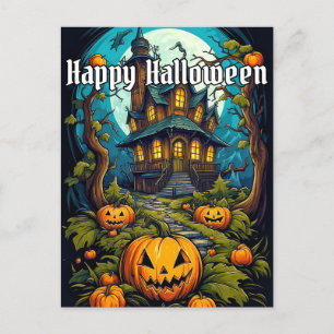 不気味なハッピーハローウィン幽霊のよく出るハウスアフターダーク ポストカード