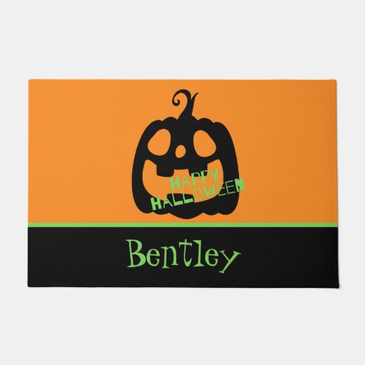 不気味なハッピー ハロウィン かぼちゃ ドアマット (正面)