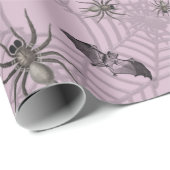 不気味なハロウィンこうもり不気味スパイダーウェブ ラッピングペーパー (ロールコーナー)