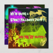 不気味なハロウィンのお化け小屋 - 勇気がある人だけ 招待状 (正面/裏面)