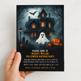 不気味なハロウィンのお化け屋敷の子供の誕生日パーティ 招待状