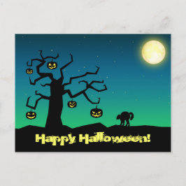 不気味なハロウィンのカボチャの木 - ポストカード