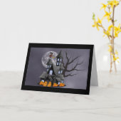 不気味なハロウィンのグリーティングカード カード (黄色い花)