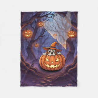 不気味なハロウィンの夜 フリースブランケット