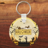 不気味なハロウィンの夜 幽霊の秋のデザイン キーホルダー (正面)