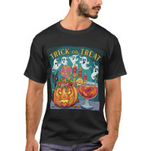 不気味なハロウィンの夜 怖い木とカボチャのグラフィック