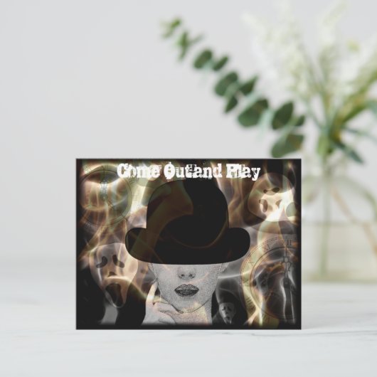 不気味なハロウィンの招待状 エレガント ポストカード (スタンド正面)