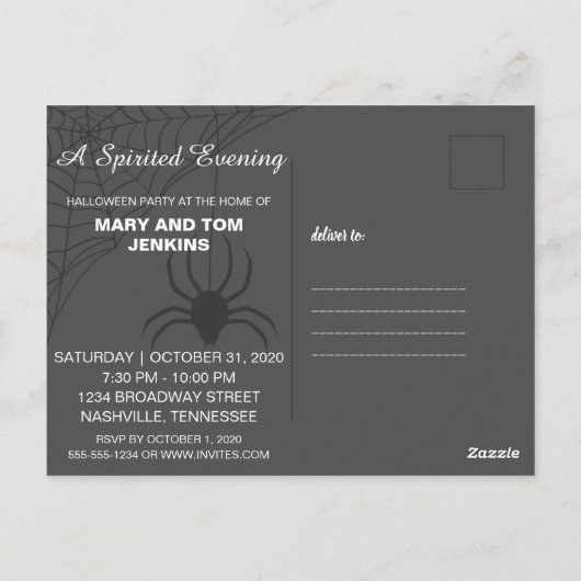 不気味なハロウィンの招待状 エレガント ポストカード (裏面)