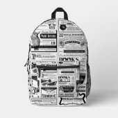 不気味なハロウィンの新聞のレトロな白 プリントバックパック (正面)