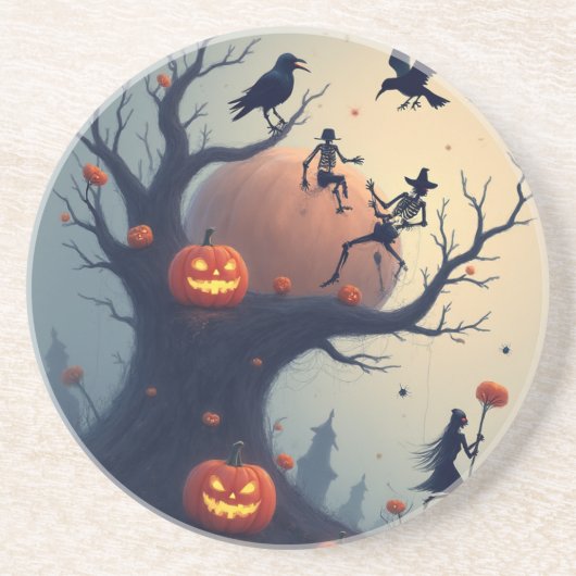 不気味なハロウィンの木 コースター (正面)