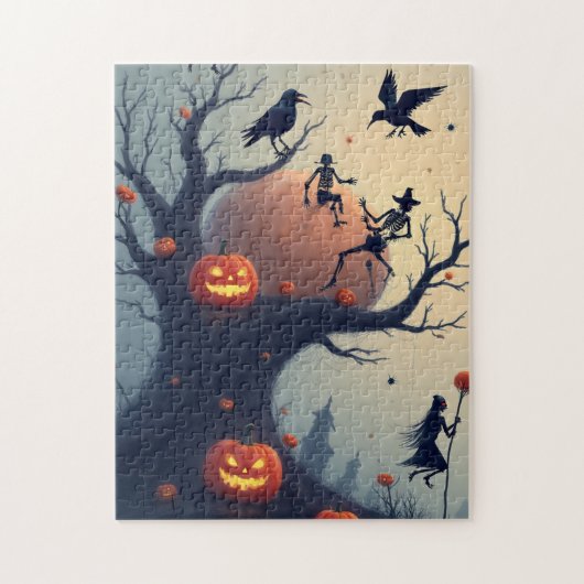 不気味なハロウィンの木 ジグソーパズル (縦)