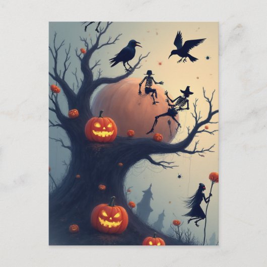 不気味なハロウィンの木 ポストカード (正面)