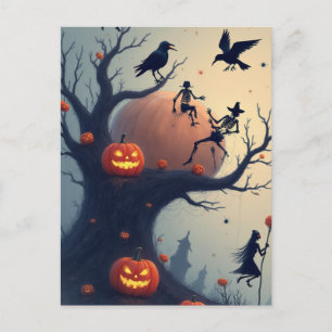 不気味なハロウィンの木 ポストカード
