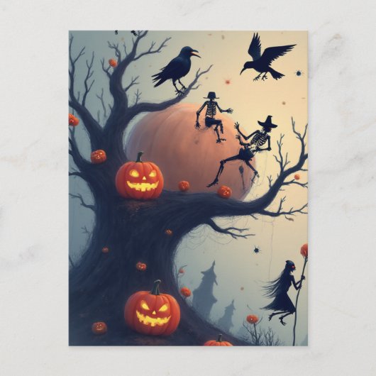 不気味なハロウィンの木 ポストカード (正面)