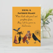 不気味なハロウィンの詩 黒猫 フクロウ 闇のカラス シーズンカード (スタンド正面)