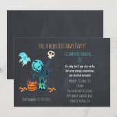 不気味なハロウィンの誕生日パーティーの招待状 招待状 (正面/裏面)