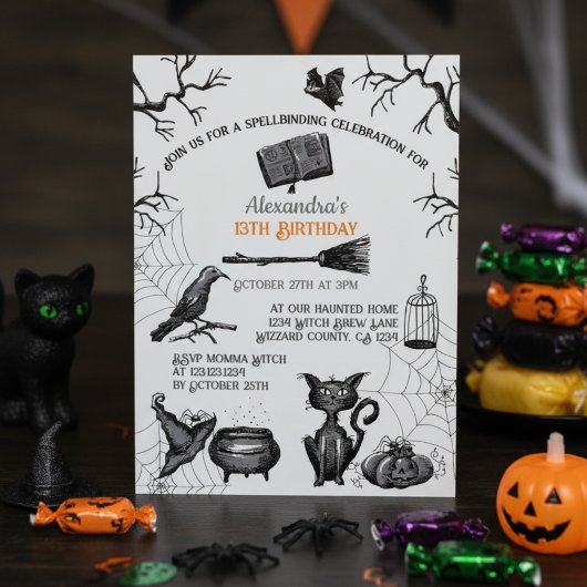 不気味なハロウィンの誕生日パーティー 招待状