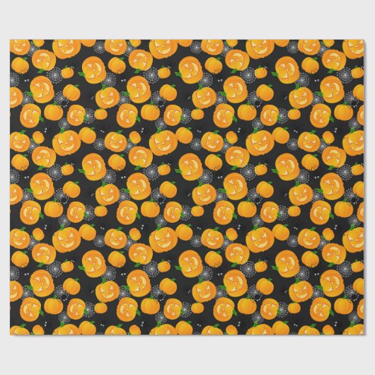 不気味なハロウィンスパイダーハロウィーンのカボチャのちょうちんスパイダーウェブ ラッピングペーパー (フラット)