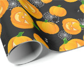 不気味なハロウィンスパイダーハロウィーンのカボチャのちょうちんスパイダーウェブ ラッピングペーパー (ロールコーナー)