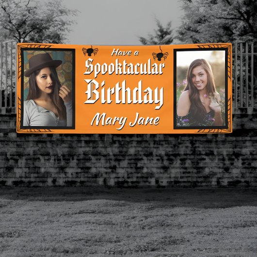 不気味なハロウィンスパイダーフォト誕生日 横断幕