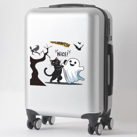 不気味なハロウィンニースパーティーの準備をする シール (スーツケース)