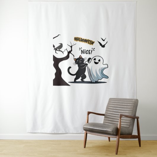 不気味なハロウィンニースパーティーの準備をする タペストリー (インサイチュ)