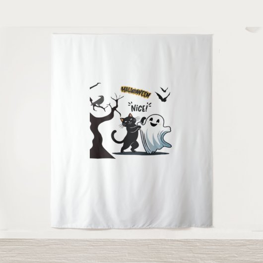 不気味なハロウィンニースパーティーの準備をする タペストリー (正面)