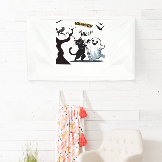 不気味なハロウィンニースパーティーの準備をする 横断幕 (インサイチュ)