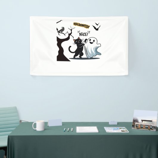 不気味なハロウィンニースパーティーの準備をする 横断幕 (トレードショー)