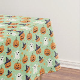 不気味なハロウィンパターンがプリントされた テーブルクロス