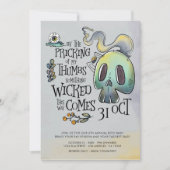 不気味なハロウィンパーティーのフラット招待状 招待状 (正面)