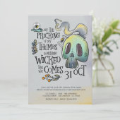 不気味なハロウィンパーティーのフラット招待状 招待状 (スタンド正面)