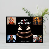 不気味なハロウィンファミリーフォトコラージュ 箔招待状 (立ち正面)