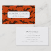 不気味なハロウィンブラウンのこうもりパターン 名刺 (正面/裏面)