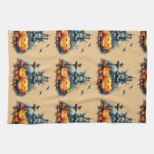 不気味なハロウィン城の台所用タオル キッチンタオル (横)