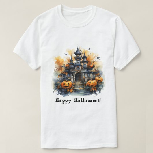 不気味なハロウィン城のTシャツ Tシャツ (デザイン正面)