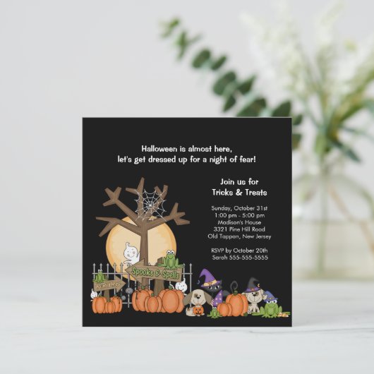 不気味なハロウィン場面ハローウィンパーティの招待状 招待状 (スタンド正面)